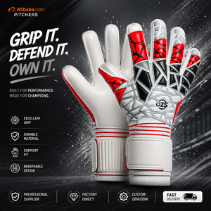 Gants de gardien de but de football professionnels en cuir, respirants, ajustables avec fermeture auto-agrippante, protection UV des doigts, vente en gros - Product Image 1