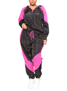 Color Blocked Varsity Jacket With Puff Sleeve And Zipper Closure <b>Red</b> Black White Women's <b>Crop</b> <b>Top</b> Windproof Autumn Wear - Product Image 6
