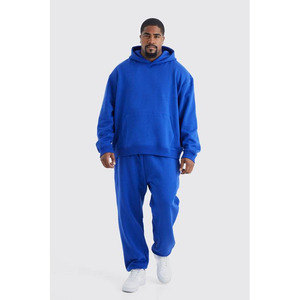Ensemble survêtement 2 pièces en coton épais pour homme avec pantalon de survêtement et sweat à capuche - Vêtements de sport écologiques - Product Image 1