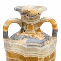 Vase Amphore en Onyx Multicolore Naturel, Fait Main, à Double Poignée, Style Grec Classique, Vase en Pierre, Vente en Gros, Vase Personnalisé Sculpté