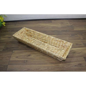 High Quality Set 4 Rectangular Bamboo <b>Storage</b> Tray Handwoven Water Hyacinth Eco-Friendly Bathroom Home Office Document Sorting - Product Image 4