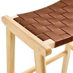 Taburete de bar premium hecho con estructura de madera de teca maciza en color natural y material de alta calidad para uso en interiores y exteriores. - Product Image 5