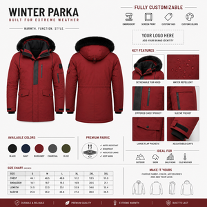 Veste d'hiver longue à capuche pour homme, imperméable, coupe-vent, couleur unie, fermeture éclair, coupe classique, style décontracté, logo sur le devant - Product Image 4