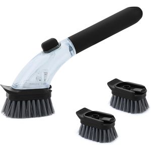 Spazzola per Piatti con Dispenser di Sapone Nero e Manico, Spazzole per Pulizia Cucina, Piatti, Pentole, Padelle e Lavello - Product Image 1