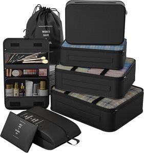 Juego de 8 Cubos de Embalaje de Viaje Color Rosa, Bolsas Organizadoras de Equipaje con Compresión - Product Image 3