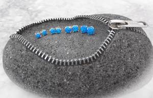 Blue Opal Earrings Sterling <b>Silver</b> Sparkly Round Opal Earrings October Birthstone Jewelry Affordable Gift - Product Image 6