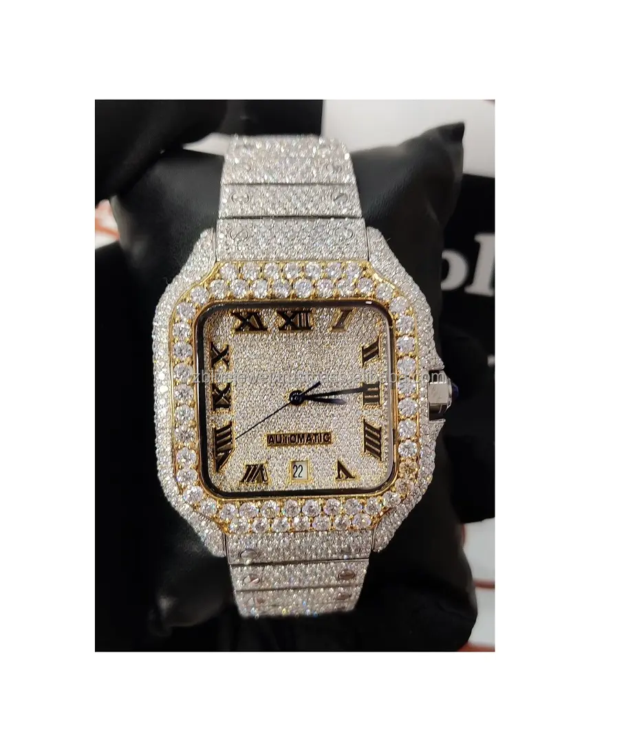Sang trọng thời trang handmade vvs rõ ràng moissanite kim cương Đồng hồ đầy đủ Iced out bussdown Bling hip hop cổ tay đồng hồ với giá rẻ