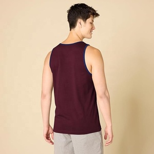 Camiseta sin Mangas para Hombre Ever Glow, Color Sólido, Tejida, Ecológica, Transpirable, Talla Grande, Poliéster/Algodón, Cuello Redondo, Casual, Color Granate - Product Image 2