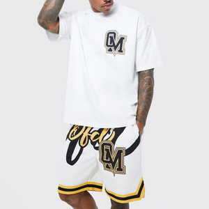 Set Estivo da Basket Stile Street per <span class=keywords><strong>Uomo</strong></span>, Pantaloncini e T-Shirt con Logo Personalizzato, Abbigliamento Classico in Cotone, Servizio OEM/ODM - Product Image 3