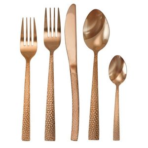 Ensemble de couverts modernes en cuivre, 5 pièces, finition mate, passe au lave-vaisselle, couverts en métal, fourchette, couteau, cuillère, pour mariage, fête, table - Product Image 1
