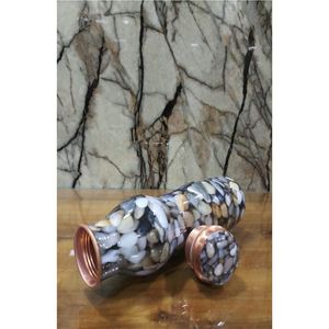 Botella de Agua de Cobre Puro con Diseño de Guijarros Impresos, Ayurvédica, Sin Juntas, Antiderrames, Venta al por Mayor, Recipiente Único Hecho a Mano - Product Image 1