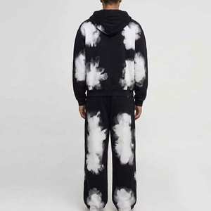 Vintage Sun Faded High Quality Cotton Acid Washed Oversize Zip up Hoodie and <b>Sweat</b> <b>Pants</b> Print Distressed Tracksuits for Men - Product Image 2