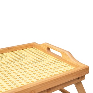 Foldable Laminated Bamboo <b>Bed</b> Serving Tray With Handles Woven Breakfast Desk <b>Laptop</b> <b>Table</b> Food Platter Wooden Servingboard - Product Image 4