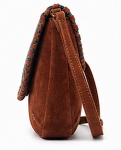 Bolso Bandolera de Ante Estilo Bohemio Tribal para Mujer al por Mayor, Bolso de Hombro Étnico con Solapa y Borlas, Logotipo Personalizado OEM ODM - Product Image 5