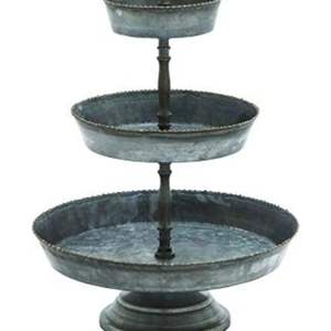 Soporte de servir galvanizado de tres niveles, bandeja metálica de 3 niveles para pasteles, postres y decoración de cocina estilo rústico, perfecto para fiestas. - Product Image 6