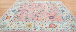 Alfombra Oushak de Lana Anudada a Mano en India, Diseño Abstracto Persa, Pelo Cortado, Lana de Nueva Zelanda, Alfombra Oriental Hecha a Mano de Alta Calidad, 1 Pieza - Product Image 5