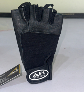 AERO AFI Black Leather Half Finger Fitness <b>Gloves</b> Non Slip Padded Workout Grip <b>Gloves</b> for Weightlifting Gym Training - Product Image 6