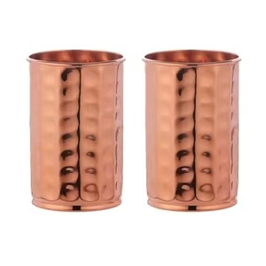 Ensemble de 2 verres à boire en cuivre pur martelé à la main, design moderne et écologique, pour mariage, cuisine, usage domestique, prix raisonnable - Product Image 1