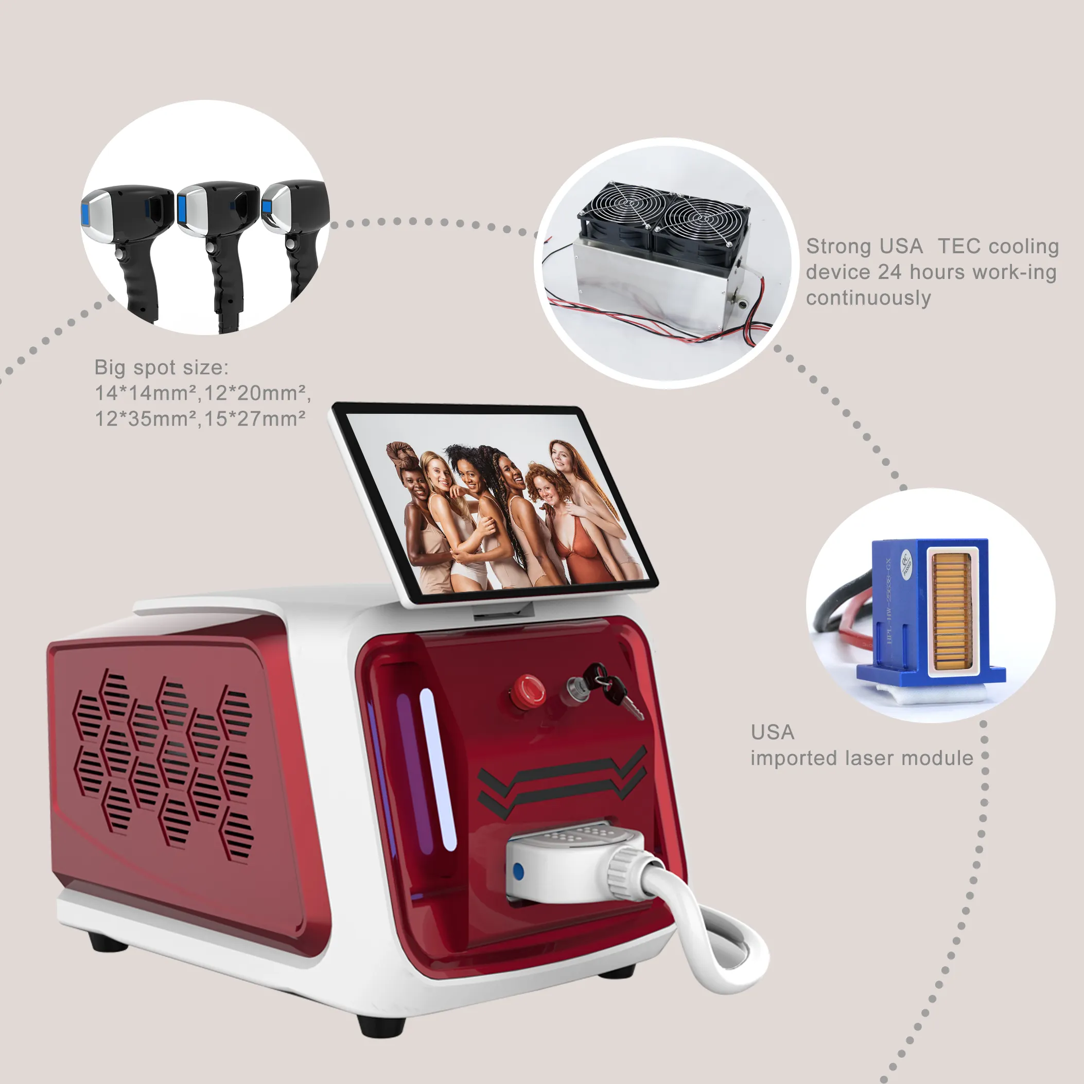 KM 15.6 inch Portable Oem 808nm Diode Laser Hair Removal Machine Diode Laser Hair Removal Machine For Face And Body Laser