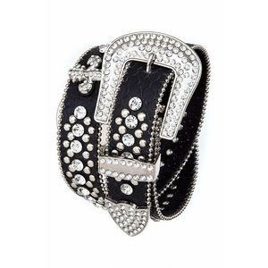 เข็มขัดหนัง PU ลายเฟลอร์ เดอ ลิส ดีไซน์หรูหรา เข็มขัดพลาสติก - Product Image 1