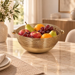 Tazón de Servir de Metal de Primera Calidad, Vajilla para el Hogar, Restaurante, Servicio de Alimentos, Buffet, Cocina, Decoración de Mesa para Eventos Especiales - Product Image 1