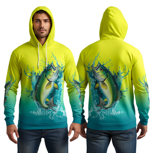 <b>Neon</b> Mahi Fishing Hoodie Shirt Sublimation Print Vibrant Yellow <b>Green</b> Aqua Ocean Fish Splash Performance Wear - Product Image 5