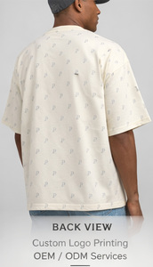 Custom Made 240 GSM 100% Cotton <b>Knitted</b> Front Oversized Streetwear T Shirt Neck Collar Double <b>Needle</b> Breathable Quick Dry Neck - Product Image 2
