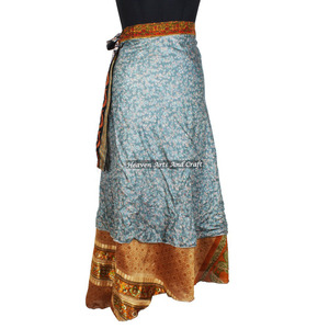 <b>Skirts</b> Indian-Vintage Silk Sari Magic Wrap <b>Skirt</b>-Reversible <b>Boho</b> Stylish Multi Color Summer Wear Comfortable Fashion Hippie - Product Image 6