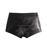 Celana pendek kulit hitam wanita baru nyata lembut kulit domba enam saku mini panas mini celana pendek panjang slim fit