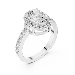 Halo <b>Oval</b> Cut <b>Moissanite</b> Diamond <b>Engagement</b> <b>Ring</b> 925 Sterling Silver <b>Ring</b> Wedding Bridal <b>Ring</b> Women's Cocktail Party Wear <b>Ring</b> - Product Image 3