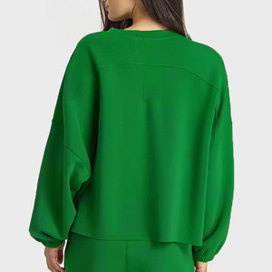 Style Sports Wear Solid Accept Customized Color Women's Cotton Active wear 2-Piece <b>Set</b> with Sweatshirt - Product Image 2