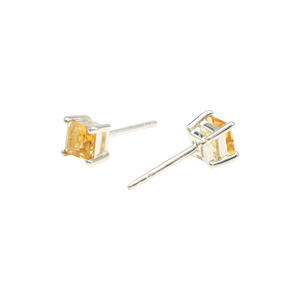 November Birthstone Citrine Studs Push Back Earrings 0.77CTW Square Gemstone Earrings Minimal Fashion Jewelry Gift for <b>Wife</b> - Product Image 3