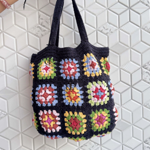 คอลเลกชันใหม่ฤดูร้อนชายหาดฟางกระเป๋าโบฮีเมียนโครเชต์หลายสีHandmadeผู้หญิงไหล่กระเป๋าหญ้าทะเลกระเป๋าสแควร์ - Product Image 1