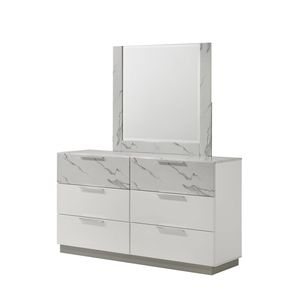 Lo specchio riflettente oversize con cornice in legno laccato in marmo lucido bicolore include solo lo stesso specchio B009P309327 (inventario CA) - Product Image 5