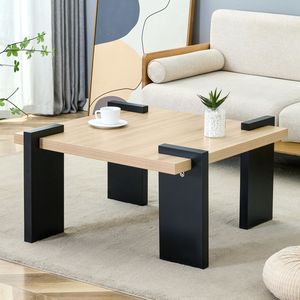 Tavolino da Caffè Moderno Minimalista in MDF Color Legno Naturale per Soggiorni e Aree Relax Dimensioni Prodotto O - Product Image 2