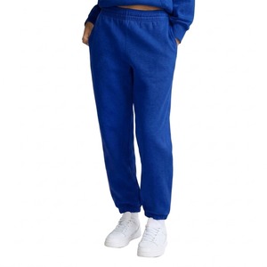 Pantalon de survêtement en molleton vert olive pour femme, taille mi-haute élastique, coupe ample, couleur unie, décontracté, longueur cheville avec poches - Product Image 5