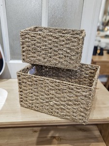 Panier en jonc de mer à prix abordable avec couvercle, panier de rangement naturel tressé à la main en jacinthe d'eau, fabriqué au Vietnam - Product Image 3