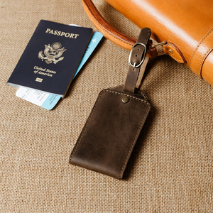 Genuine Leather Luggage <b>Tag</b> Adjustable Strap Suitcase ID Label Travel Baggage Identifier <b>Name</b> <b>Tag</b> Gift - Product Image 3