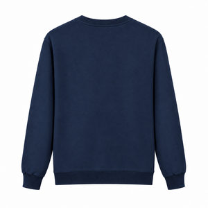 Sudadera de Cuello Redondo Azul Marino para Hombre, Manga Larga, Lisa, Informal, 100% Algodón - Product Image 2
