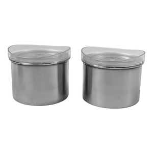 Conteneur de stockage alimentaire en acier inoxydable avec couvercle en plastique, forme cylindrique, hermétique, préservation de la fraîcheur, utilisation en cuisine, minimaliste - Product Image 1