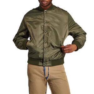 Chaqueta Bomber Verde Oliva para Hombre, Cuello Alto, Cierre de Botones a Presión, Chaqueta Casual de Primavera - Product Image 3