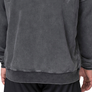 Custom Oversized Faded Distressed <b>Black</b> Heavy Out Old <b>Zip</b> <b>up</b> Pullover 100% Cotton Men Vintage Acid Mineral Stone Wash <b>Hoodie</b> - Product Image 5