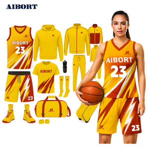 AIBORT Uniformes de baloncesto para mujer, conjunto de pantalones cortos sublimados, ropa deportiva de secado rápido, cuello en V, tirantes finos, manga larga - Product Image 5