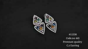 11330Red garnet dangle <b>earrings</b> Cubic zirconia Rhodium plated <b>earrings</b> Butterfly dangle <b>Earrings</b> for Party Wedding Wear - Product Image 2