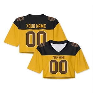 Custom Men's Football Jersey <b>Crop</b> <b>Top</b> <b>Red</b> Black V-Neck Short Sleeve Team Name Number Personalized Mesh Shirt 100% Polyester - Product Image 3