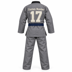 Conjunto de Dobok de Taekwondo al por Mayor para Adultos Unisex, Uniforme de Cuello en V de Mezcla de Algodón con Cinturón y Pantalones Largos, Uniforme Personalizado OEM - Product Image 4