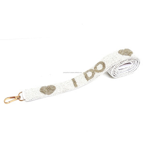 Sangle de sac de perles de rocaille imperméable professionnelle avec crochets blanc et Champagne perlé épaule/bandoulière à la main taille personnalisée - Product Image 2