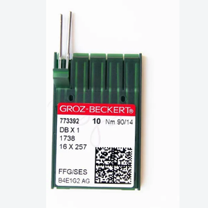 Aiguilles de machine à coudre à point droit industrielles Groz-Beckert DBx1 taille 70/10 DB01 pour tissus légers à moyens - Product Image 2