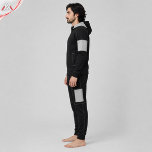 Conjunto deportivo de hombre con capucha, cremallera, color sólido, manga larga, largo completo, para invierno. - Product Image 4
