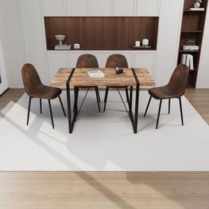 Set da Pranzo Moderno Rettangolare Nero da 55 Pollici con 4 Sedie in Legno Stile Medievale, Set per Cucina e Ristorante in MDF Effetto Legno Scuro - Product Image 1